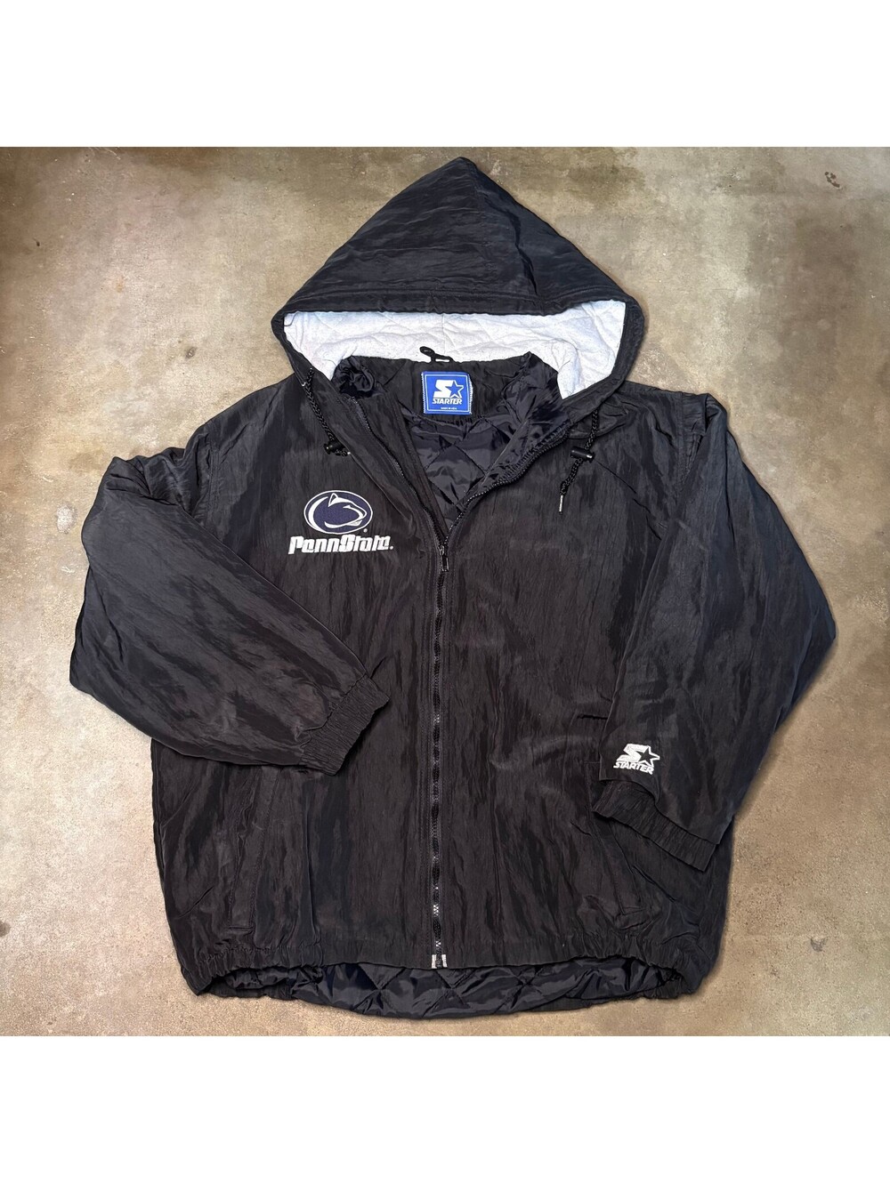 Penn State Men Size L Hooded Windbreaker Quilted Jacket